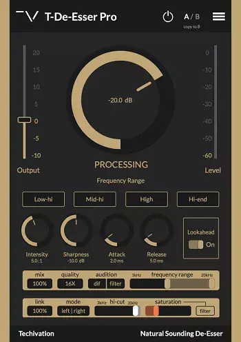 Techivation T-DeEsser Pro v1.1.8 [WiN] [AI音频修复插件]-vst音频站