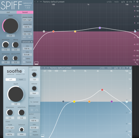 [去共振峰、自适应瞬态处理插件] Oeksound soothe2、Oeksound Spiff [WiN]-vst音频站