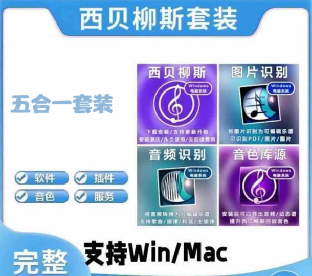 [五合一完整套装] 西贝柳斯(Sibelius 2025)+简谱插件V8+图片识别+音频识别 +音色库+教程 [WiN, MacOSX]（80.48GB+）-vst音频站