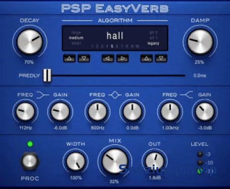[多用途算法混响处理器插件]PSPaudioware PSP EasyVerb v2.0.0 [MacOSX]-vst音频站