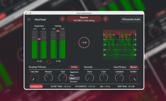 [终极峰值限制器]Aqusmatiq Maxhead v1.1.0 [WiN]-vst音频站