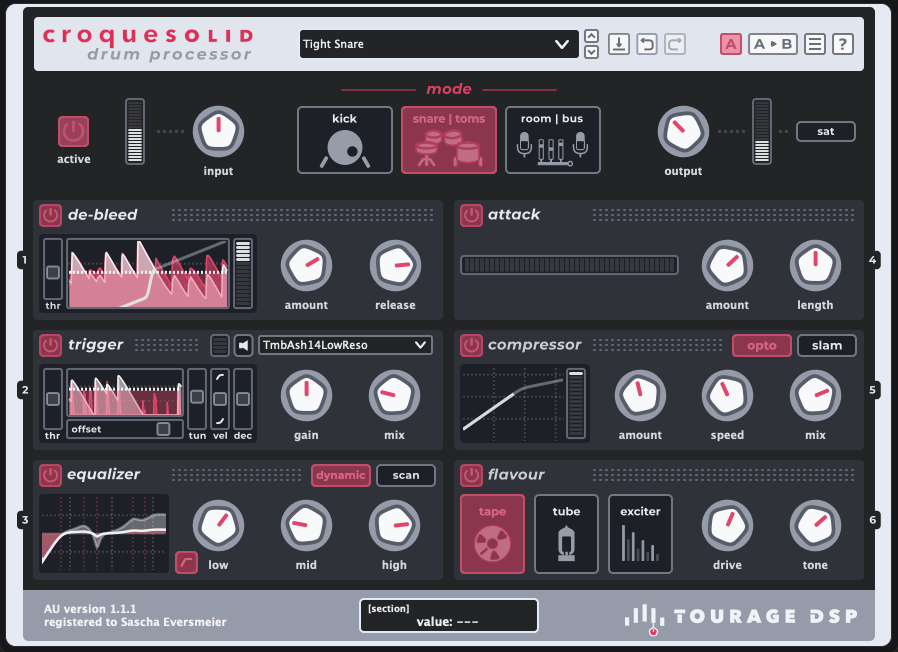 Tourage DSP croquesolid v1.1.1-SEnki [WiN] [让鼓声更加动听的秘密武器]-vst音频站
