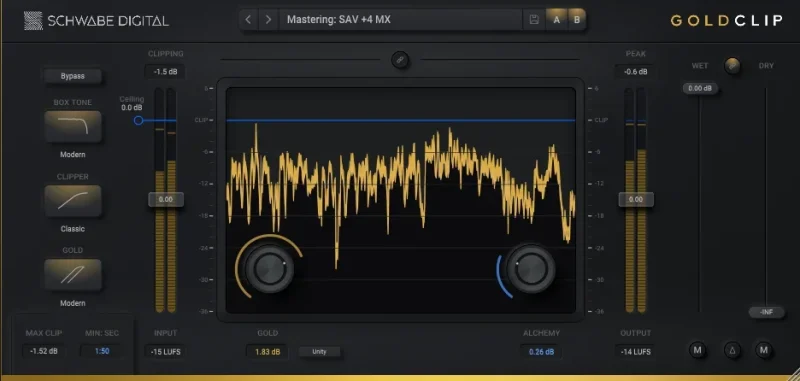 [格莱美黄金削波器] Schwabe Digital Gold Clip v1.4.1 U2B-FLARE [MacOSX]-vst音频站